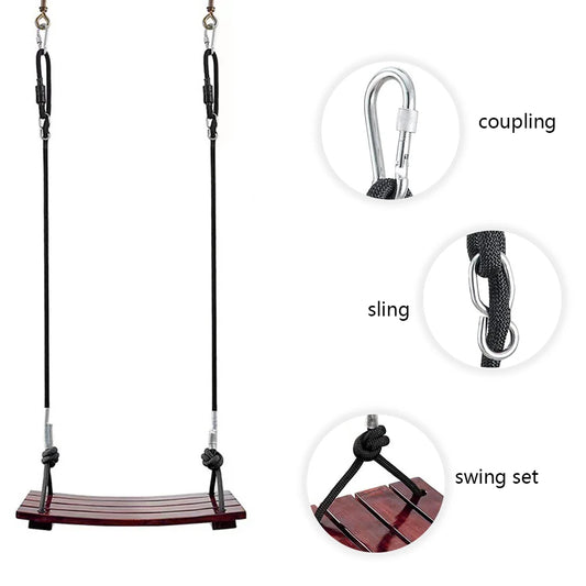 Aliilee Solid Wood Outdoor Rope Swing For Garden Patio