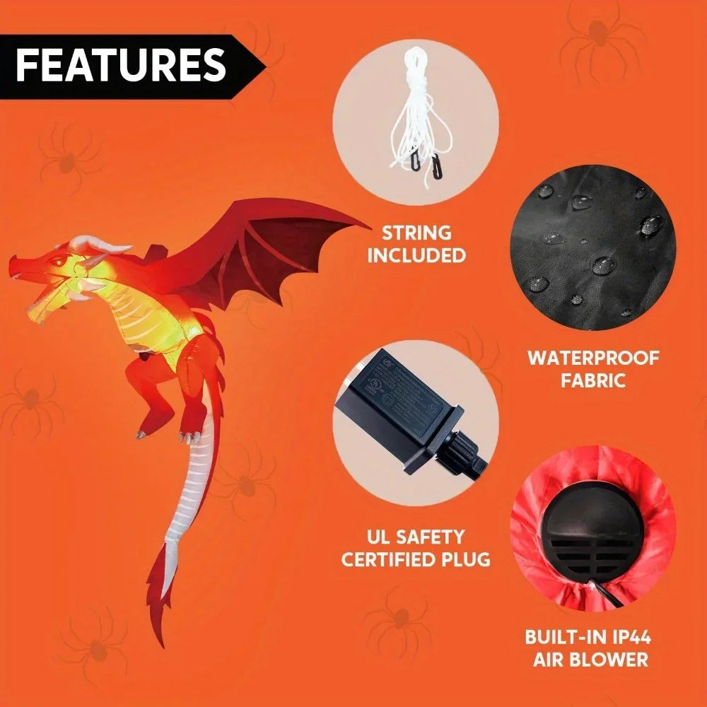 Joyfy Flying Dragon Inflatable Halloween Decor With LED Lights