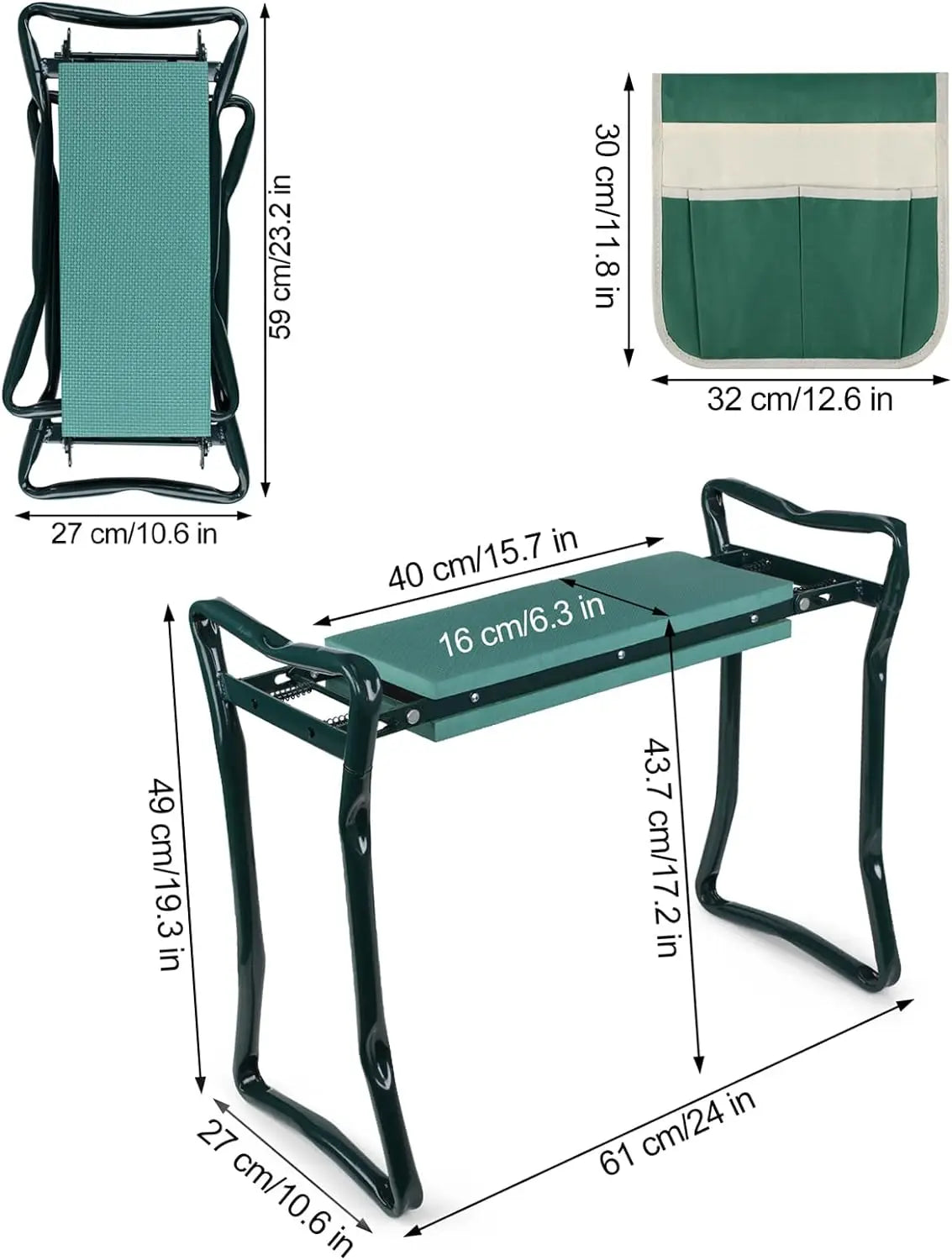 Portable Folding Garden Kneeler Seat With Eva Foam Cushion