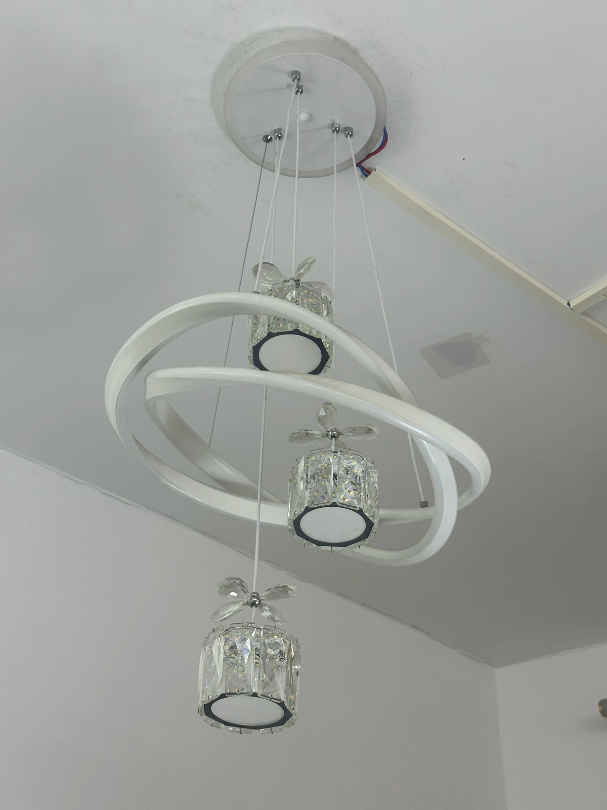 LED Pendant Light With Crystal Lampshade And Backlit Base