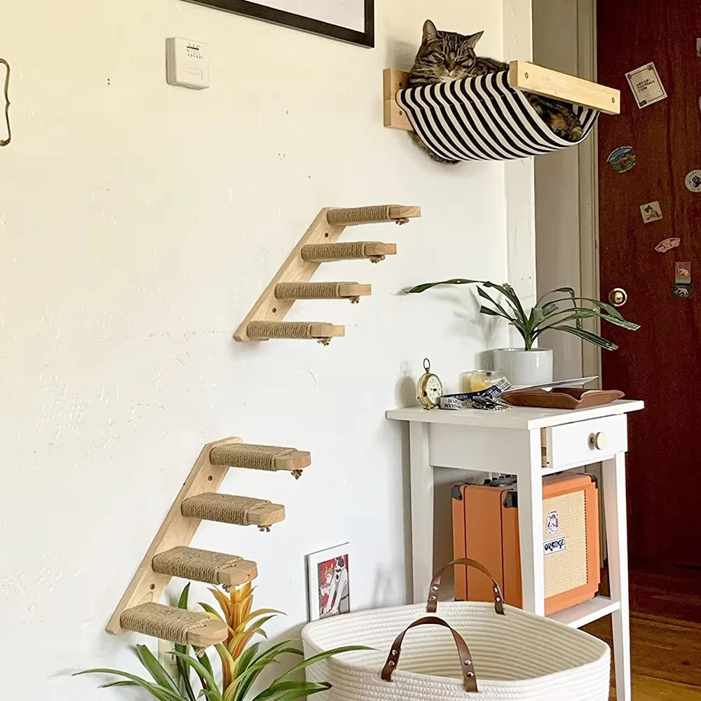 CWV Wall Mounted Cat Climbing Shelf Sisal Scratching Post