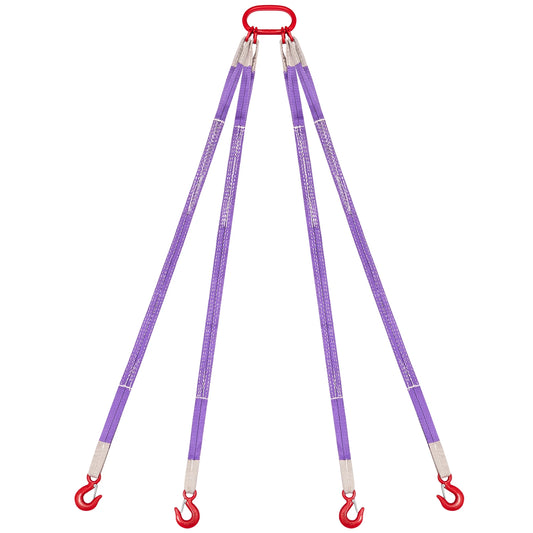 SucceBuy 4 Leg Polyester Bridle Lifting Sling With Hooks