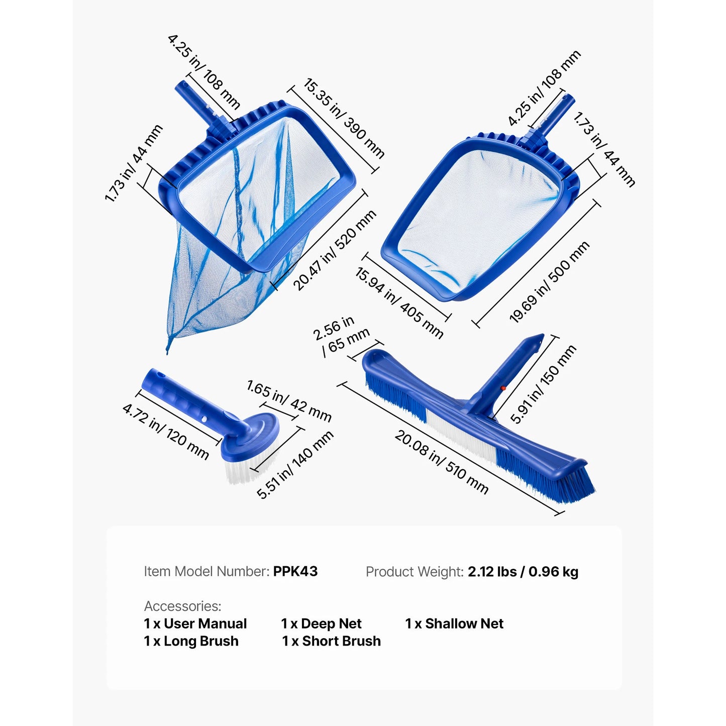 SucceBuy Telescoping Pool Pole For Swimming Net And Vacuum Head