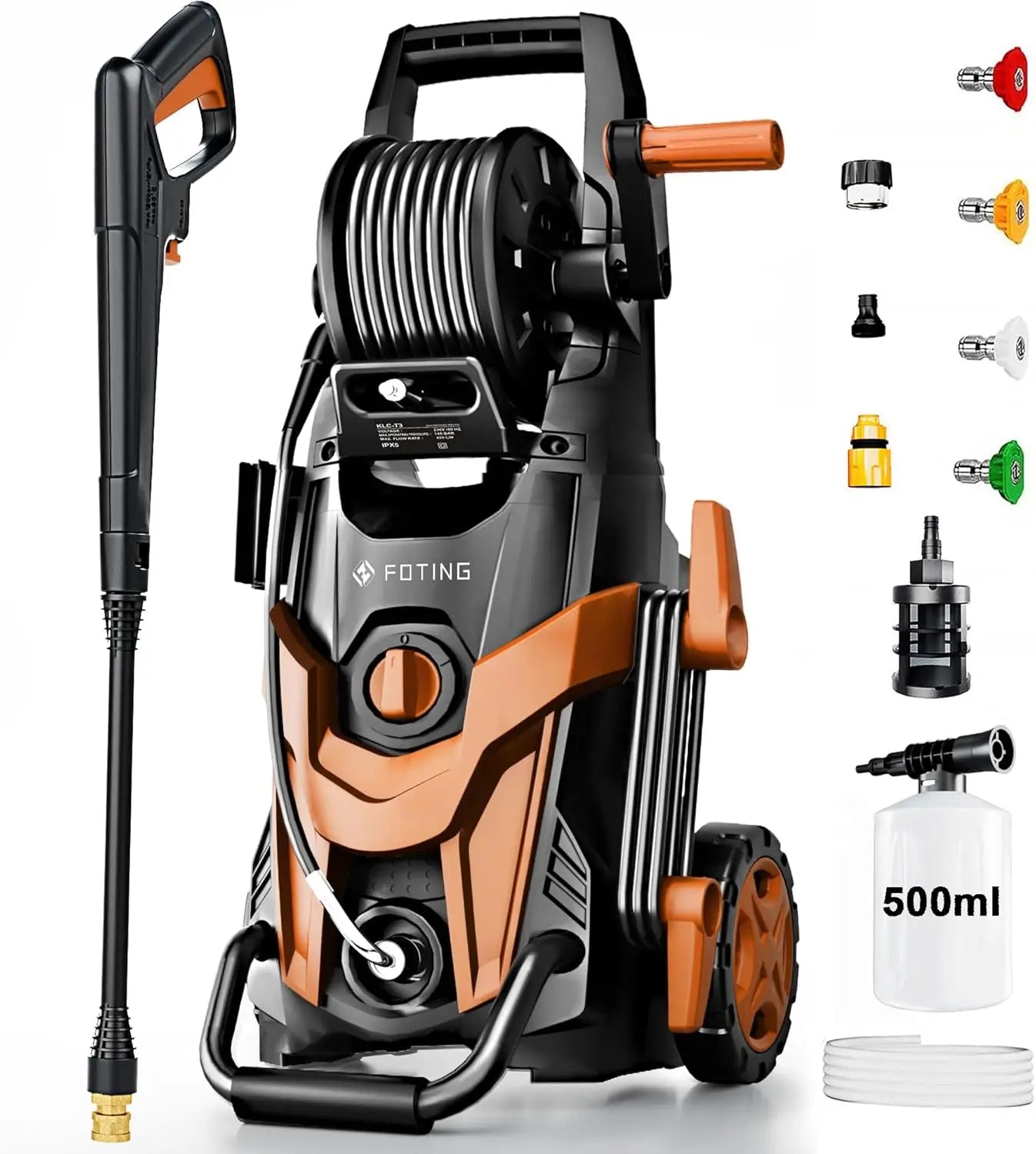 Pressure Power Washer 4800PSI with 4 Quick Connect Nozzles,Inlet Hose & Filter, Foam Cannon for Cars/Fences/Driveways/Patios/Home