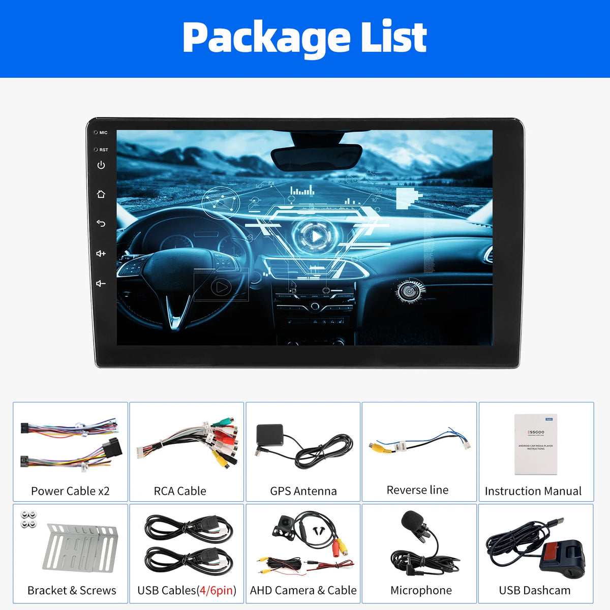 Essgoo Wireless CarPlay Android Auto Car Stereo Radio With GPS