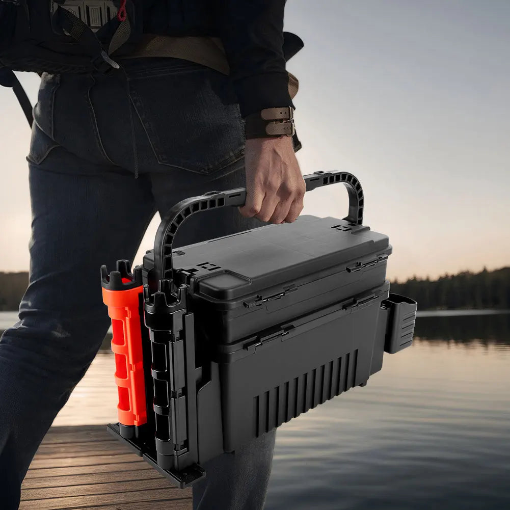 ATUOTIN 2 Tier Fishing Tackle Box Storage Organizer Case