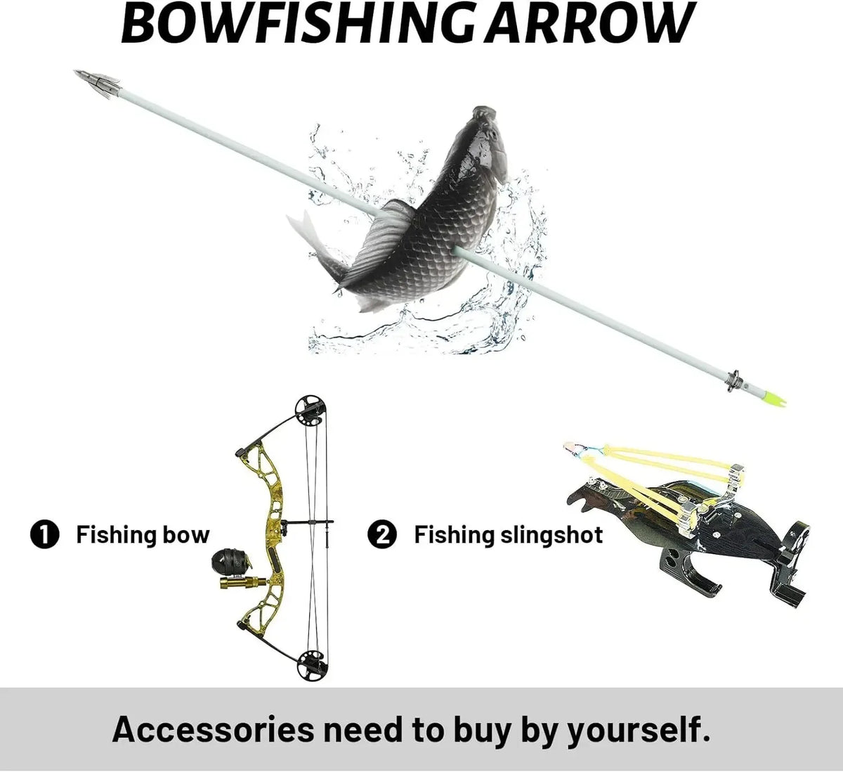 Archery Bowfishing Arrows Fiberglass Shaft Carbon Steel Arrowheads Outdoor