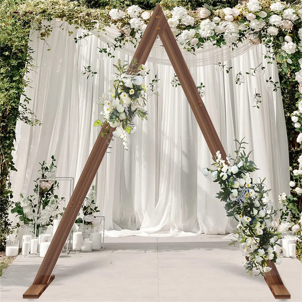 Wooden Rustic Triangle Wedding Arch Backdrop Frame Garden Ceremony Decor