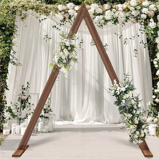 Wooden Rustic Triangle Wedding Arch Backdrop Frame Garden Ceremony Decor