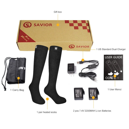 SAVIOR Heated Winter Thermal Heated Socks For Adult Wind Waterproof Rechargeable Battery Warm Motorbike Riding Heating Thermal