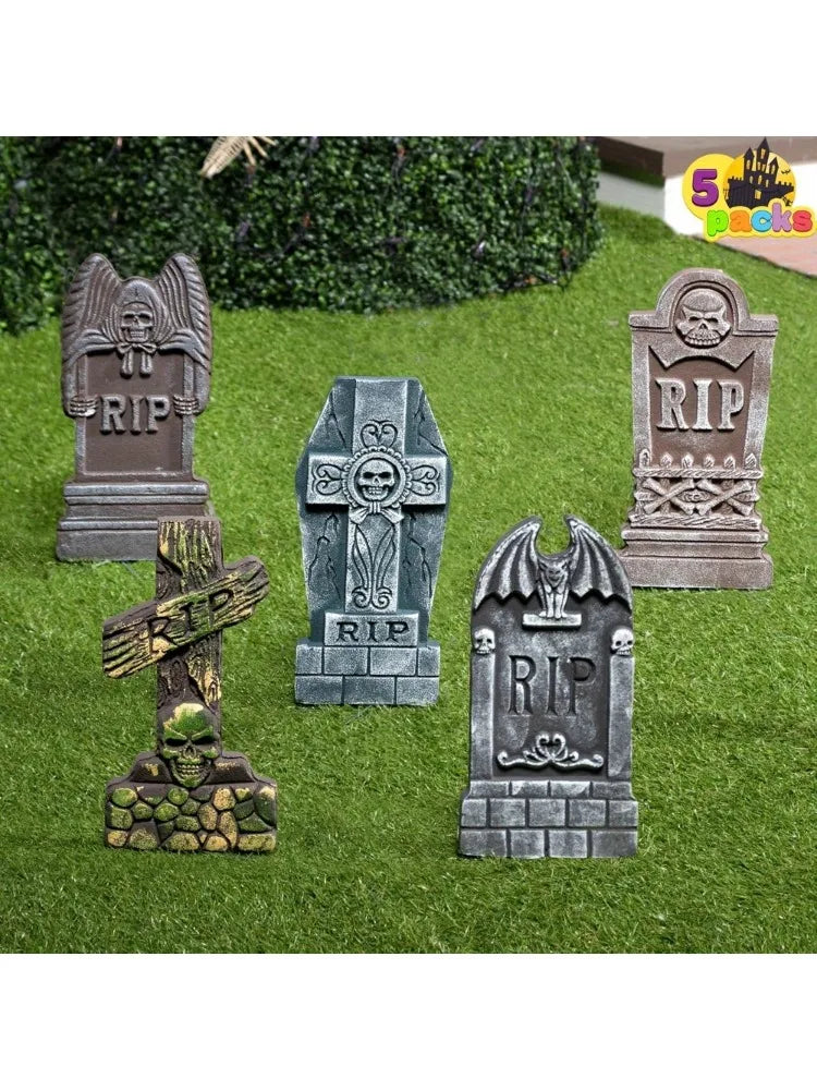 Joyfy Halloween Graveyard Tombstones Outdoor Decorations With Metal Stakes