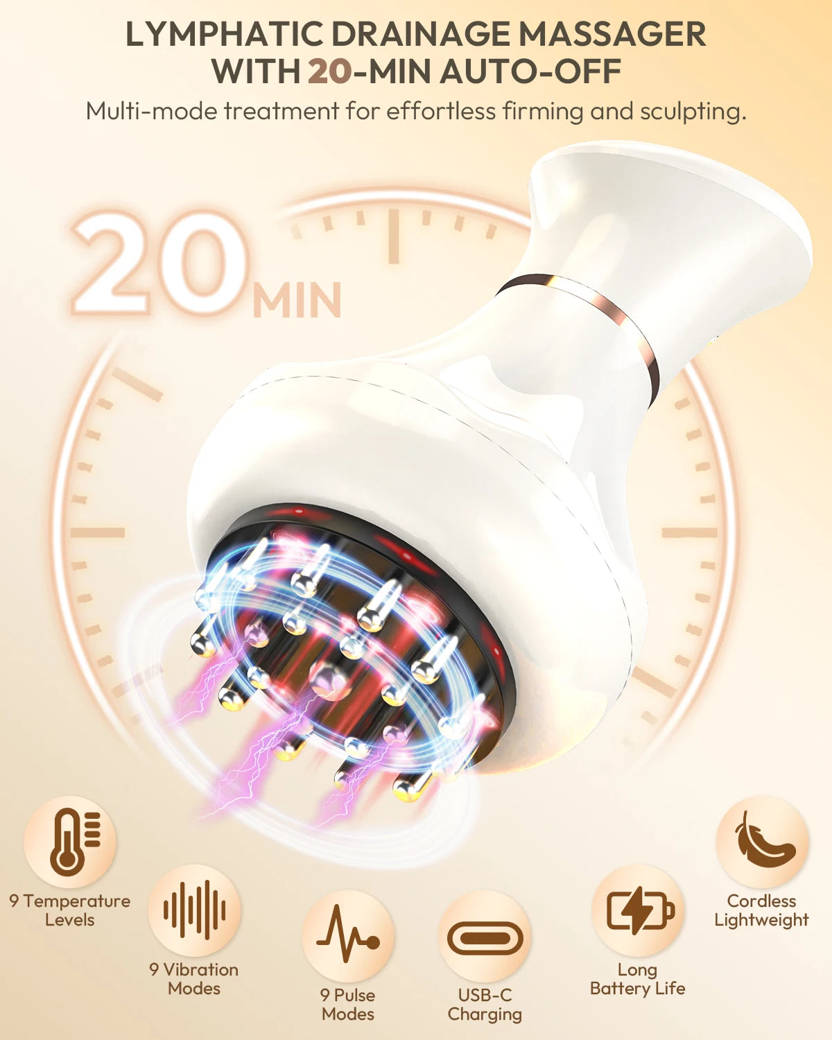 Lymphatic Drainage Massager And Heat Vibration Body Sculpting Tool