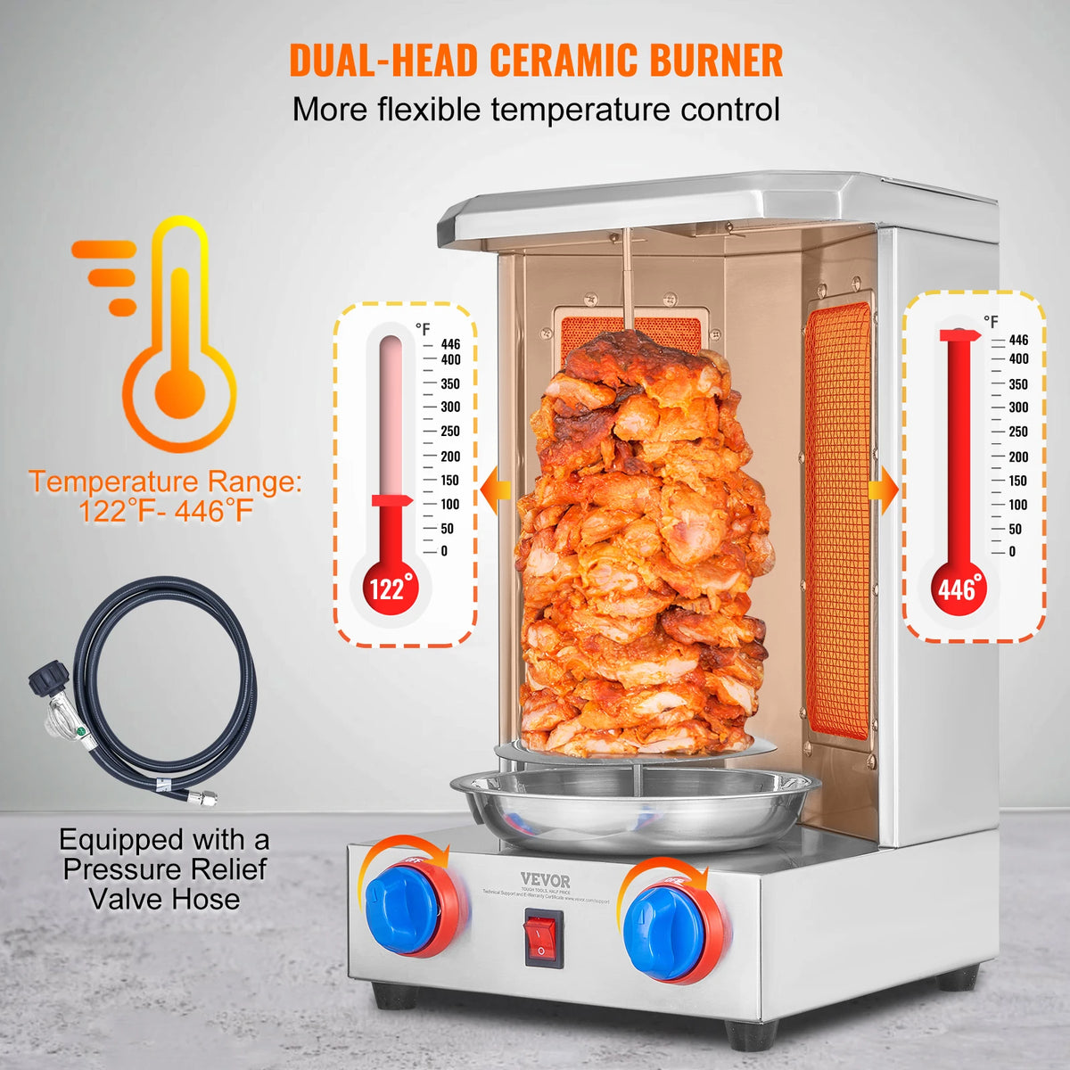 SucceBuy Gas Shawarma Grill Rotisserie for Gyro and Doner Kebab