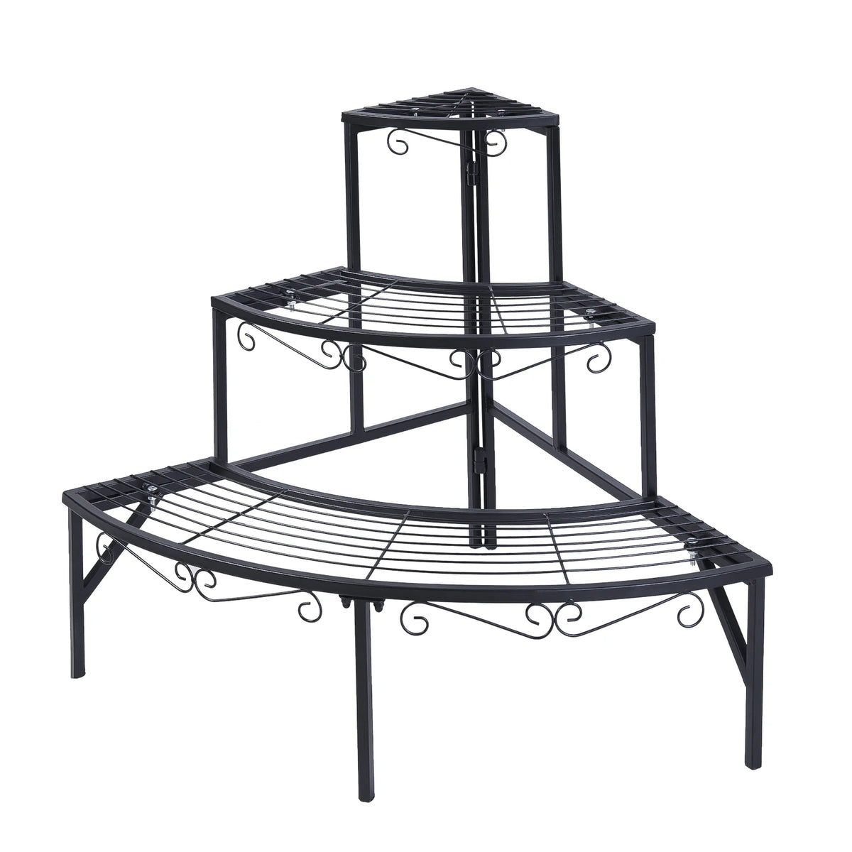3-Tier Corner Ladder Plant Shelf for Indoor Outdoor Garden Flower Display Rack Metal Plant Stand Organizer