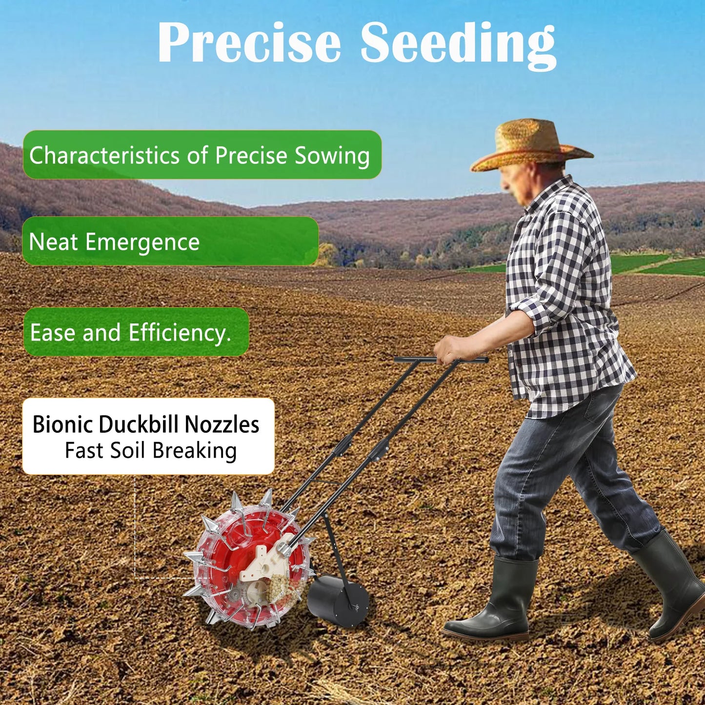 Hand Push Drum Seeder Fertilizer Applicator Multifunctional Crop Planter