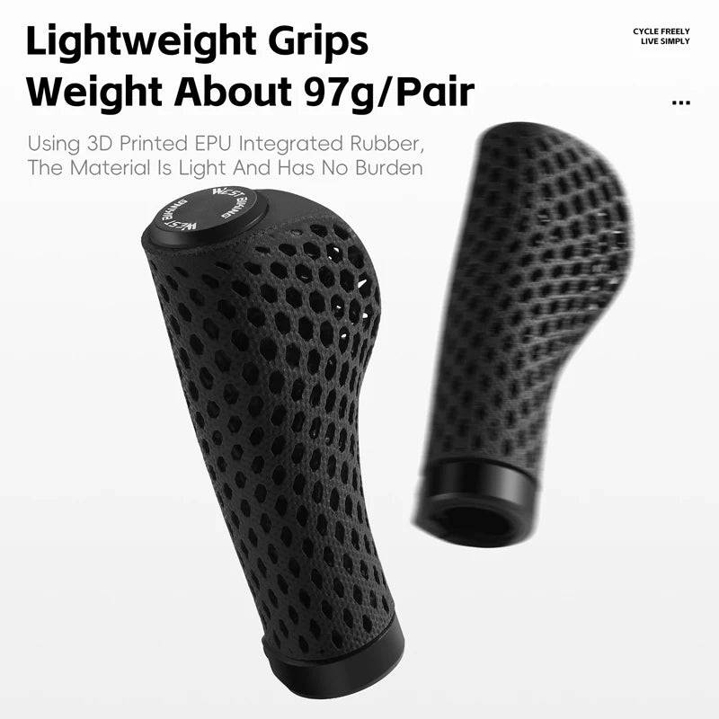 West Biking 3D Printed Ergonomic Bicycle Handlebar Grips For MTB