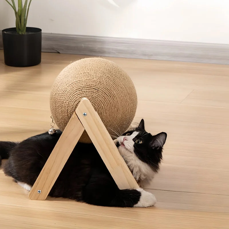 Interactive Sisal Cat Scratching Ball With Rope For Kittens