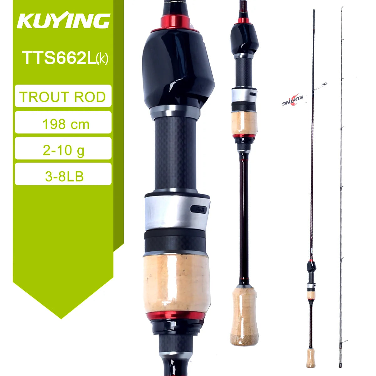 Kuying Carbon Fiber Two Piece Baitcasting Fishing Rod