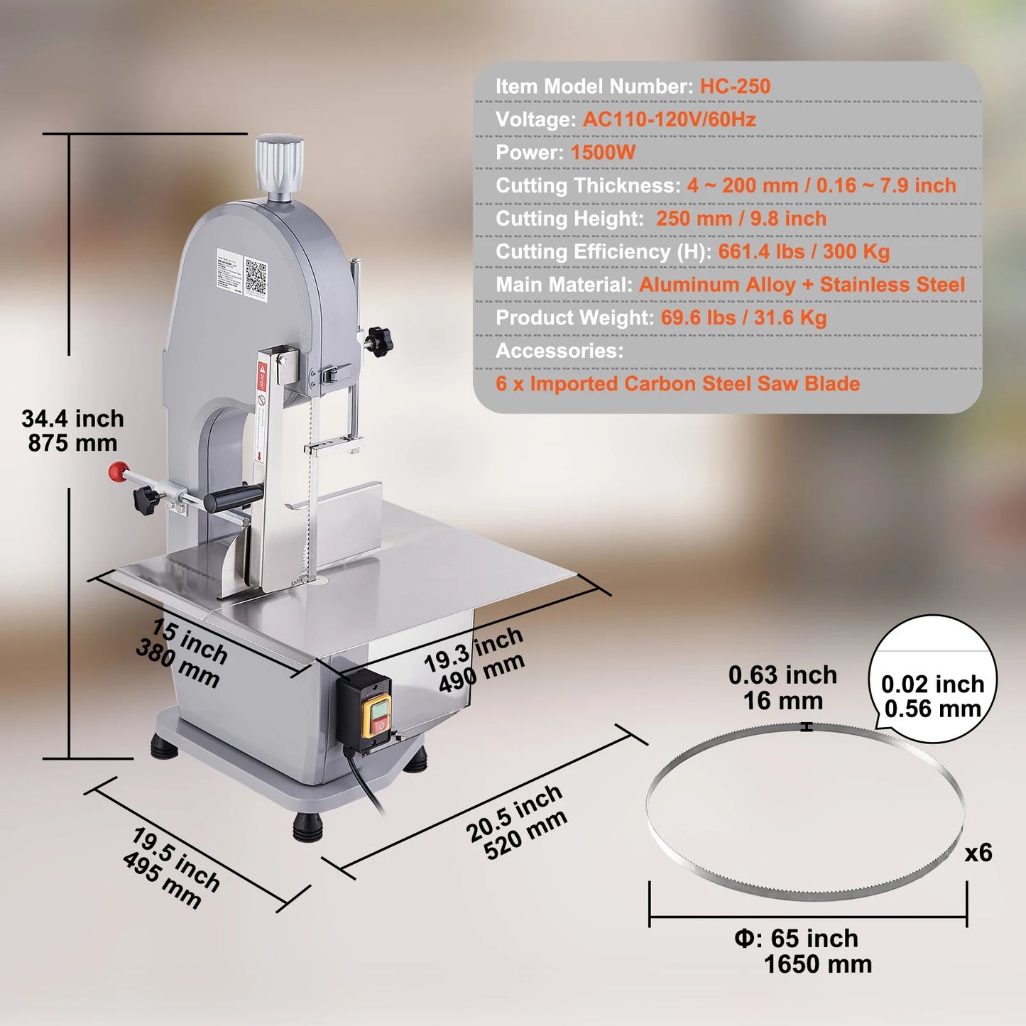 SucceBuy Commercial Electric Meat Bandsaw Bone Saw Machine