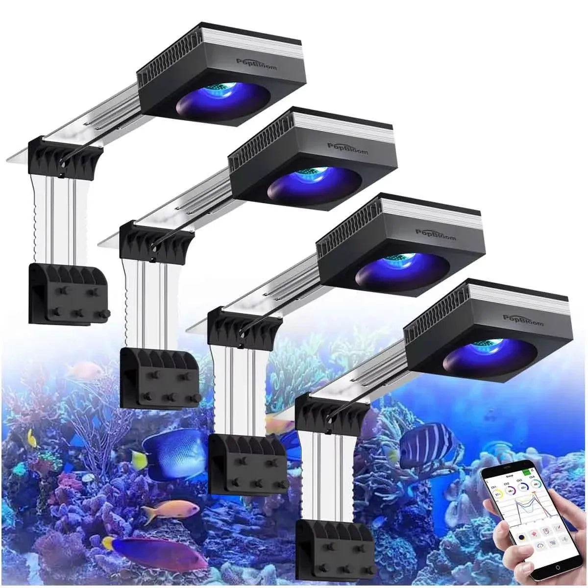 PopBloom 100W WiFi Reef Aquarium LED Light Clip On Marine