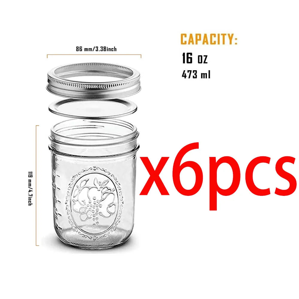 Wide Mouth Mason Glass Jars With Airtight Metal Lids