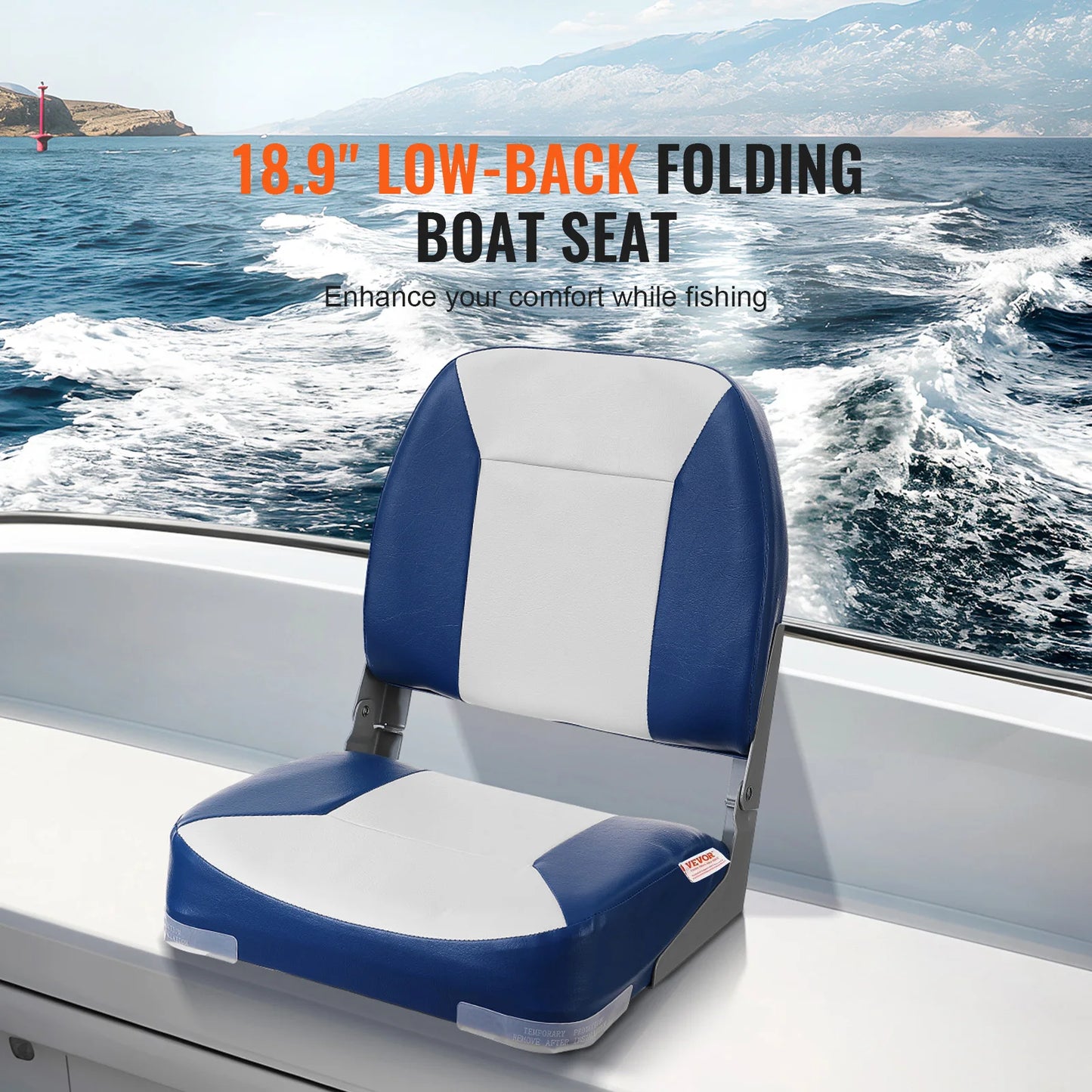 SucceBuy Folding Boat Captain Seat With Thick Cushion Support