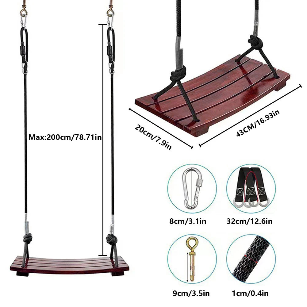 Aliilee Solid Wood Outdoor Rope Swing For Garden Patio