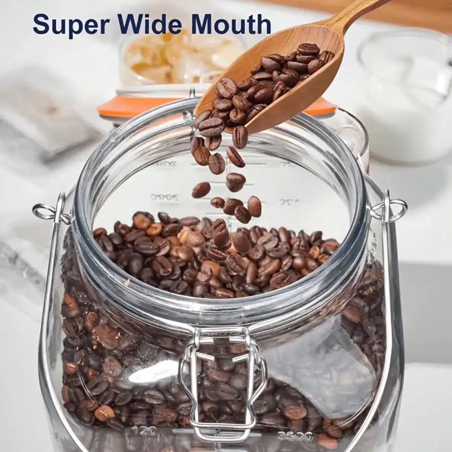 Wide Mouth Airtight Glass Storage Jars With Measurement Mark Lids