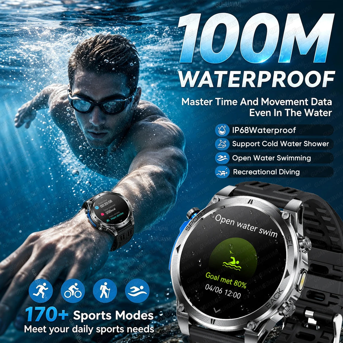 T-RX4 Rugged Outdoor GPS Smartwatch with Compass Altimeter and Barometer