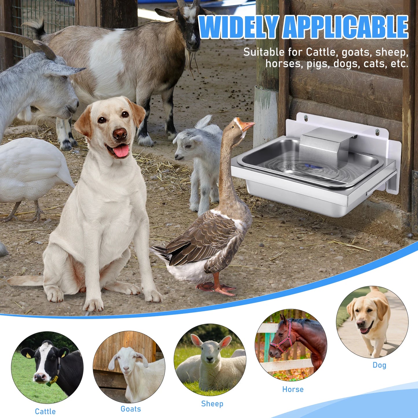 Jiecare Stainless Steel Automatic Water Dispenser For Pets And Livestock