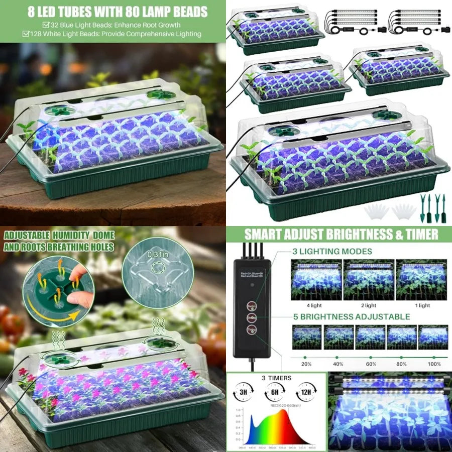 Indoor Led Grow Light Seed Starter Tray With Humidity Dome
