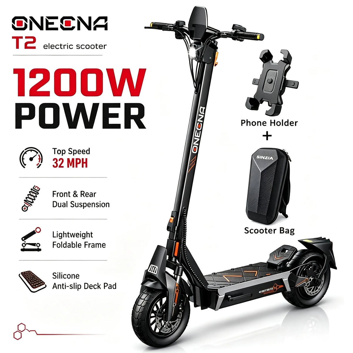 Onecna 3000W Dual Motor Foldable Adult Electric Scooter