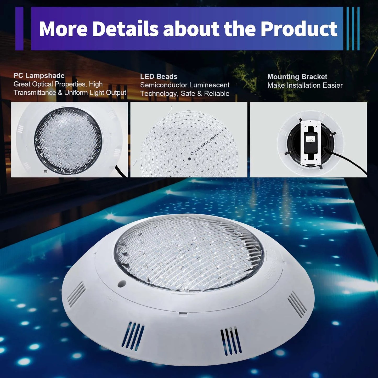 Bymaocar RGB LED Pool Light IP68 Waterproof With Remote Control