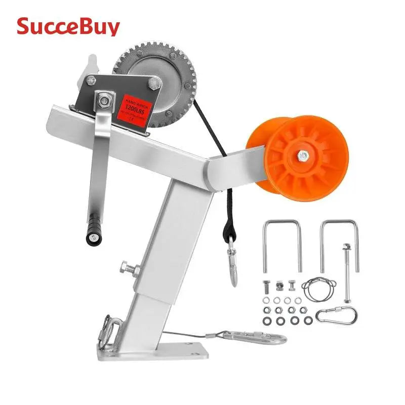 SucceBuy 1200Lbs Boat Trailer Winch Stand with Roller & 25ft Strap Boat Winch Mount for 2-3 x 3-4in Tongue Fit Jet Ski Sailboat