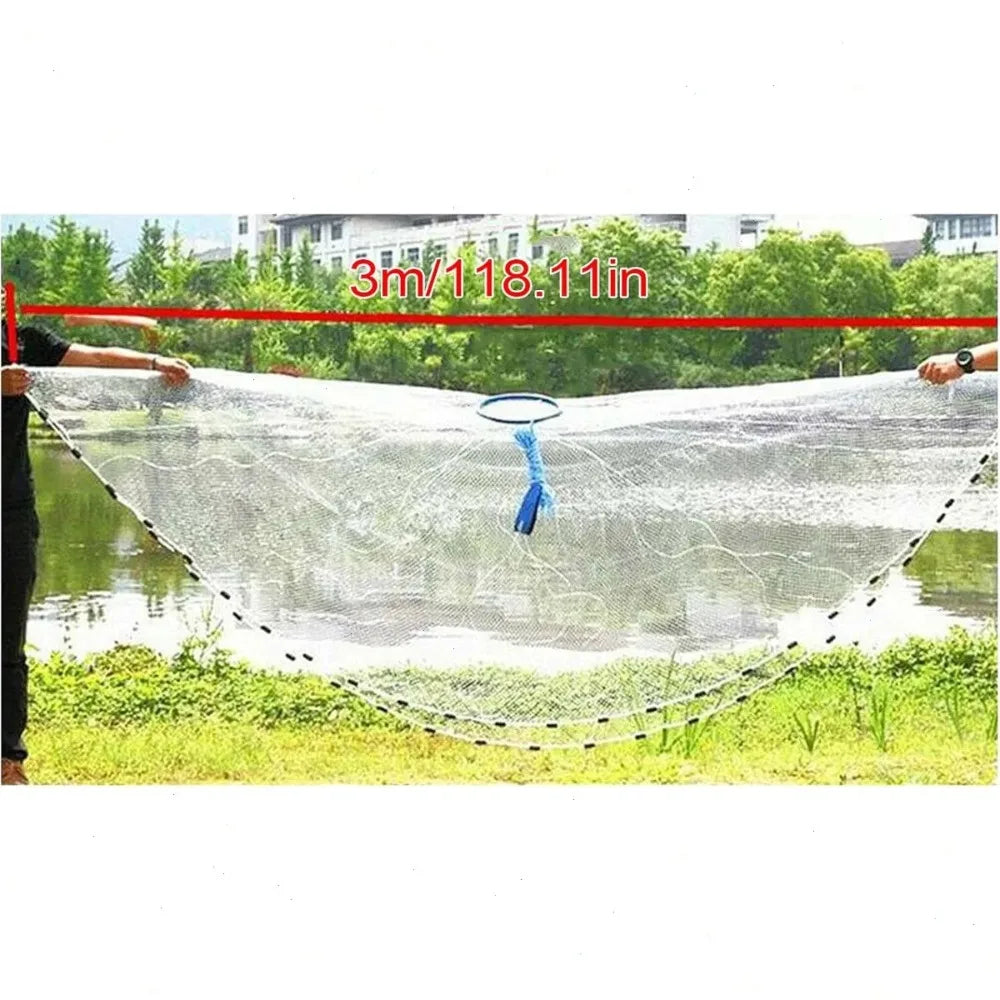Monofilament Bait Net With Heavy Steel Sinkers For Fishing