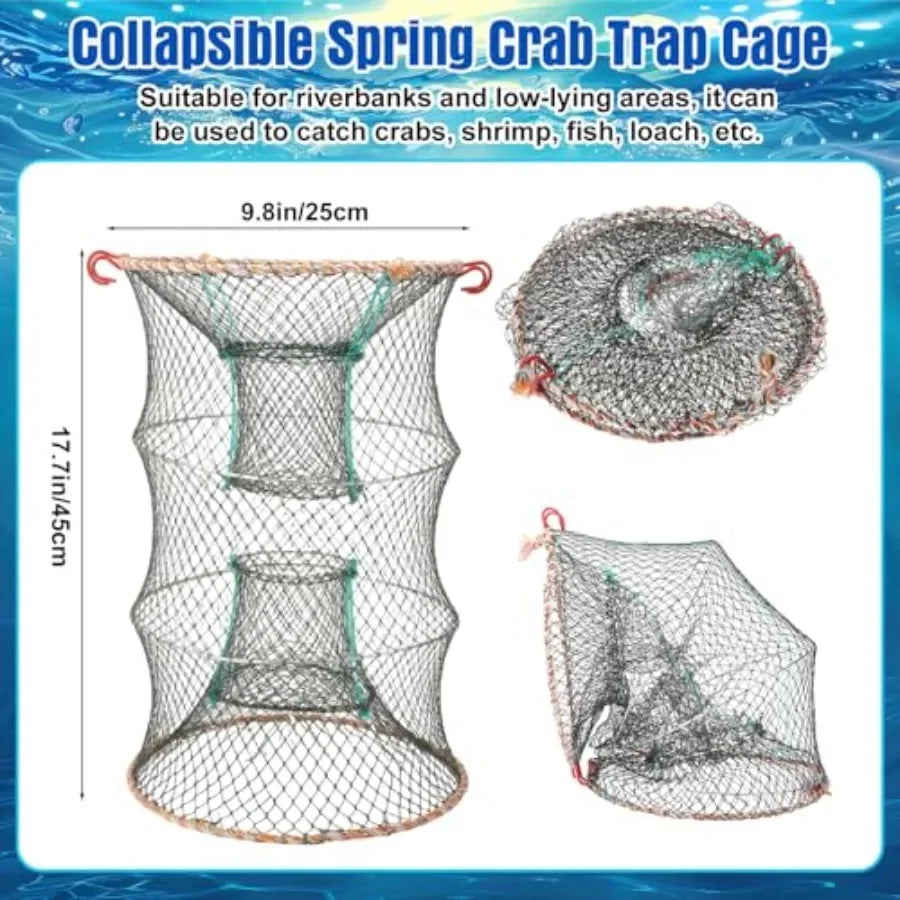 Professional Crabbing Trap Kit With Nylon Cast Net And Cage
