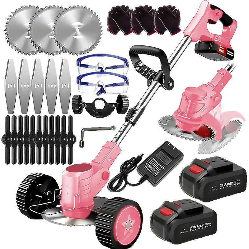 Wireless Electric Weed Trimmer And Lawn Edger With Dual Batteries