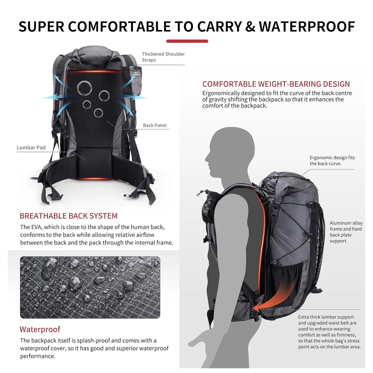 Naturehike Rock Outdoor Bags 40L 60L Travel Backpacks Large Capacity 60+5L Camping Hiking Packs Hiking Bag With Rain Cover