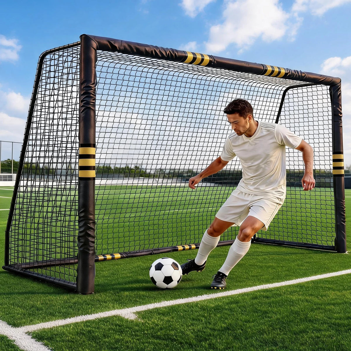 HiMiss Heavy Duty Portable Soccer Goal For Backyard Training