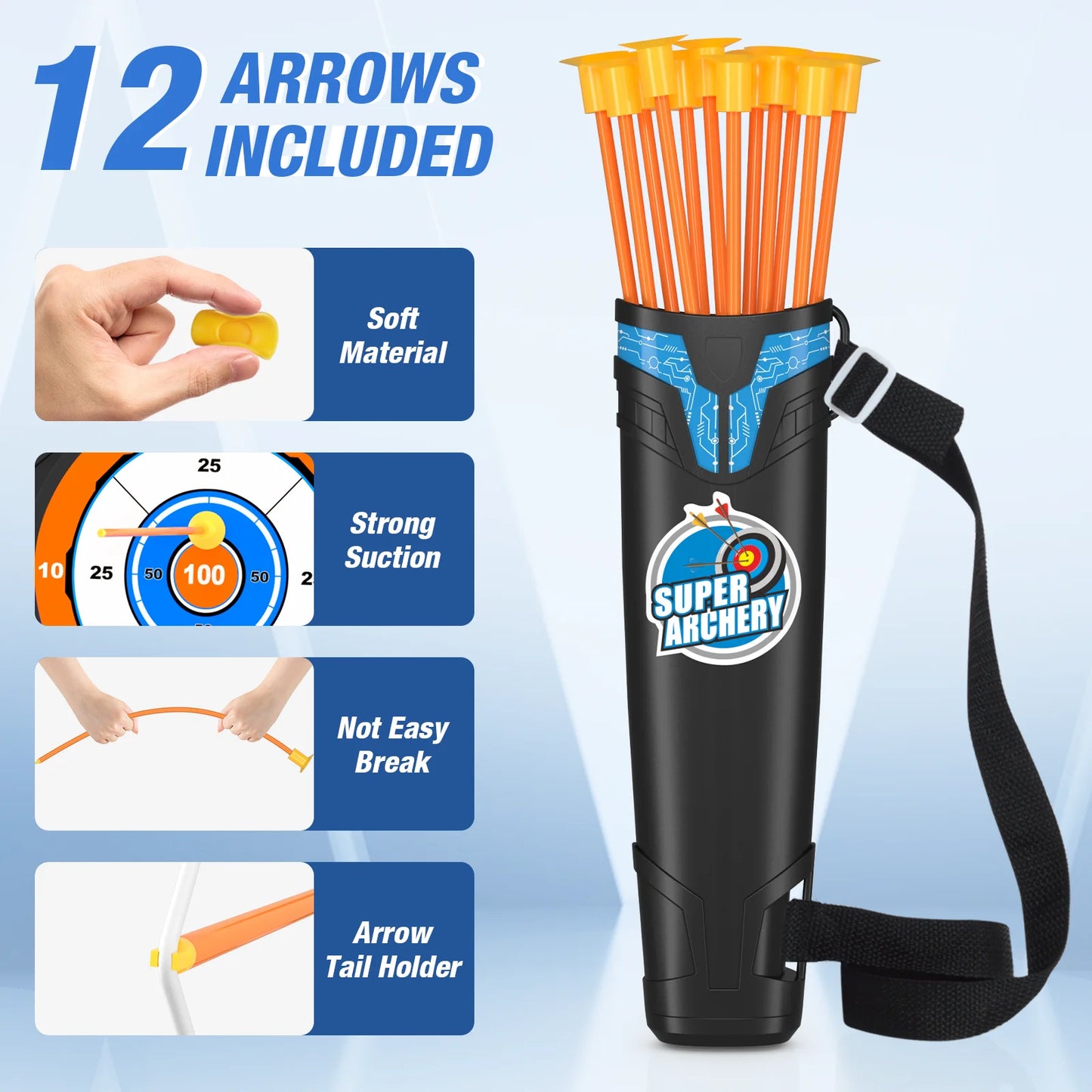 Bow and Arrow for Kids, LED Light Up Archery Set with 12 Suction Cup Arrows, 1 Standing Target, 3 Score Targets & 1 Quiver, Indoor Outdoor Sport Gifts for Boys Girls Ages 3+,Birthday Halloween Christmas Gift