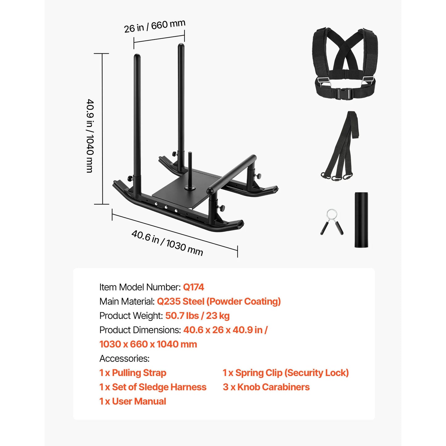 Steel Weight Sled With Handle For Fitness Training And Conditioning