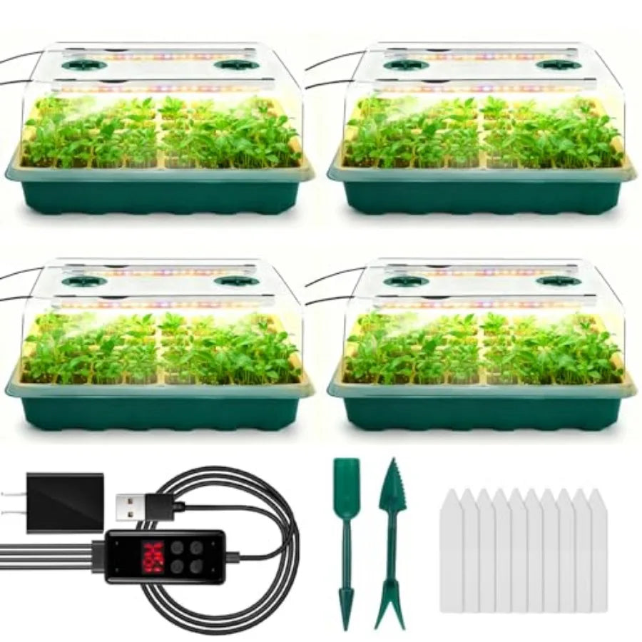 Automatic Seed Starter Tray With Led Grow Light And Dome