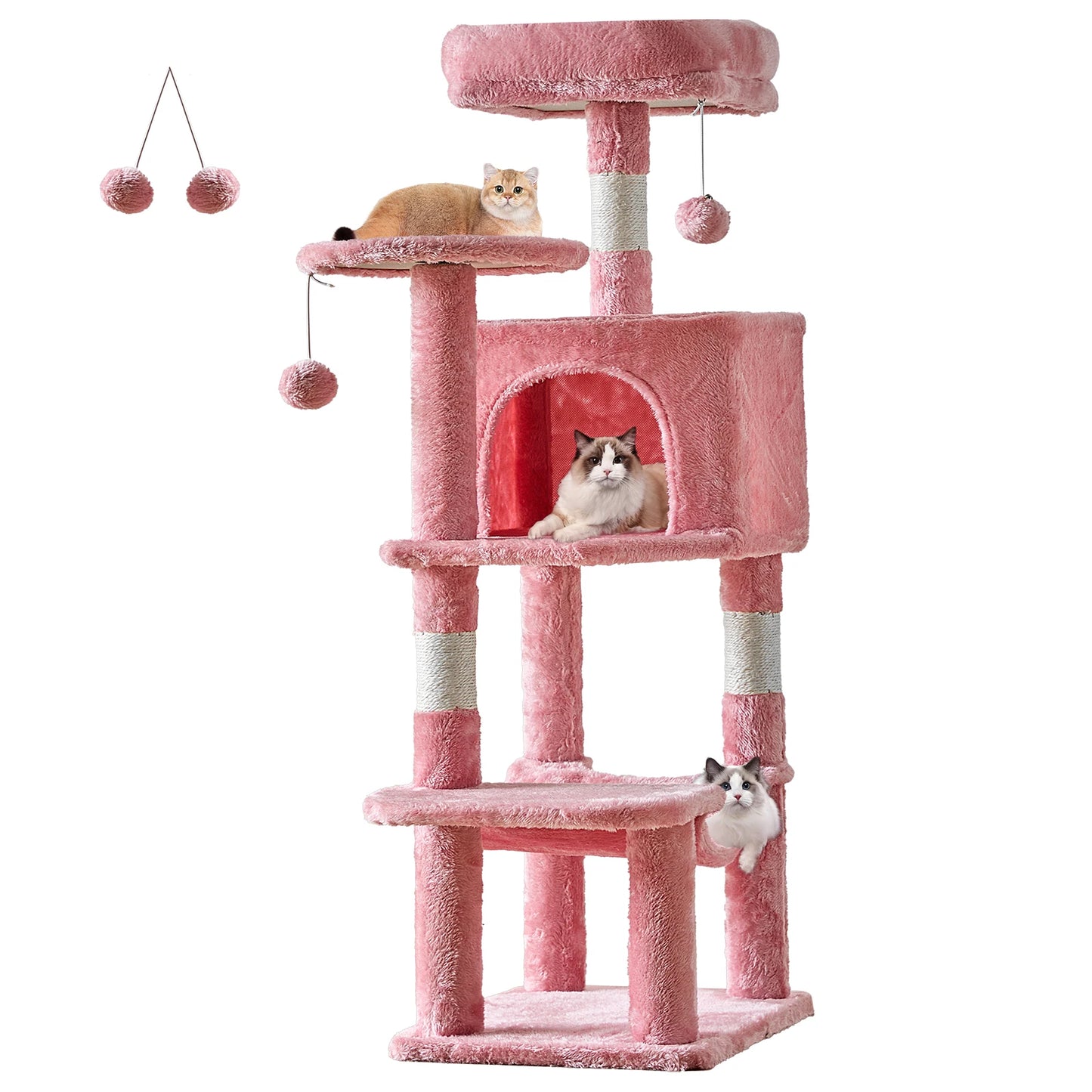 JHK Four Tier Cat Tree Featuring Sisal Posts And Hammock