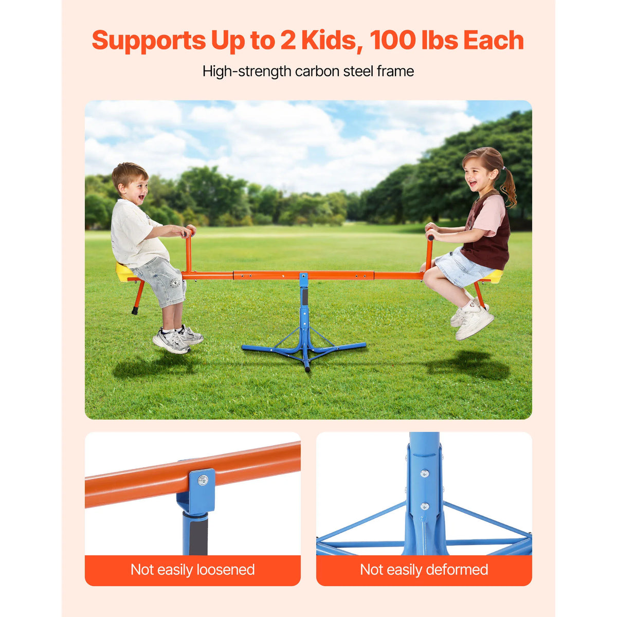 Kids Dual Seat Teeter Totter With 360 Spin Outdoor Playground