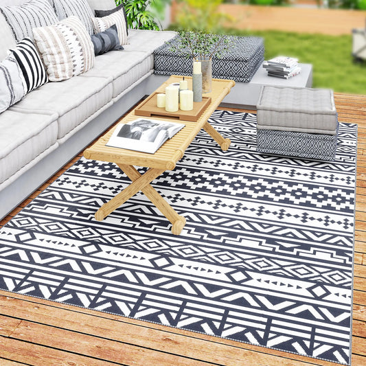 Modern Geometric Polypropylene Indoor Outdoor Area Rug