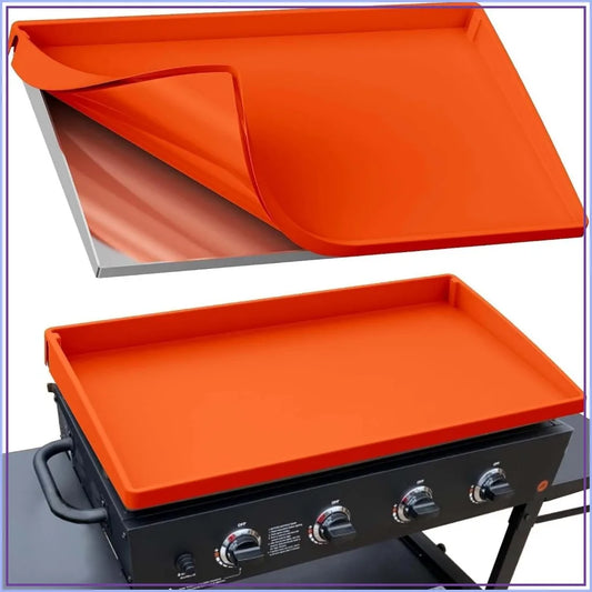 36" Silicone Griddle Mat for Blackstone - Anti-Warping & UV-Resistant Full-Wrap Cover for 4-Burner Flat Top Grill, Prevents Condensation Rust (Orange)