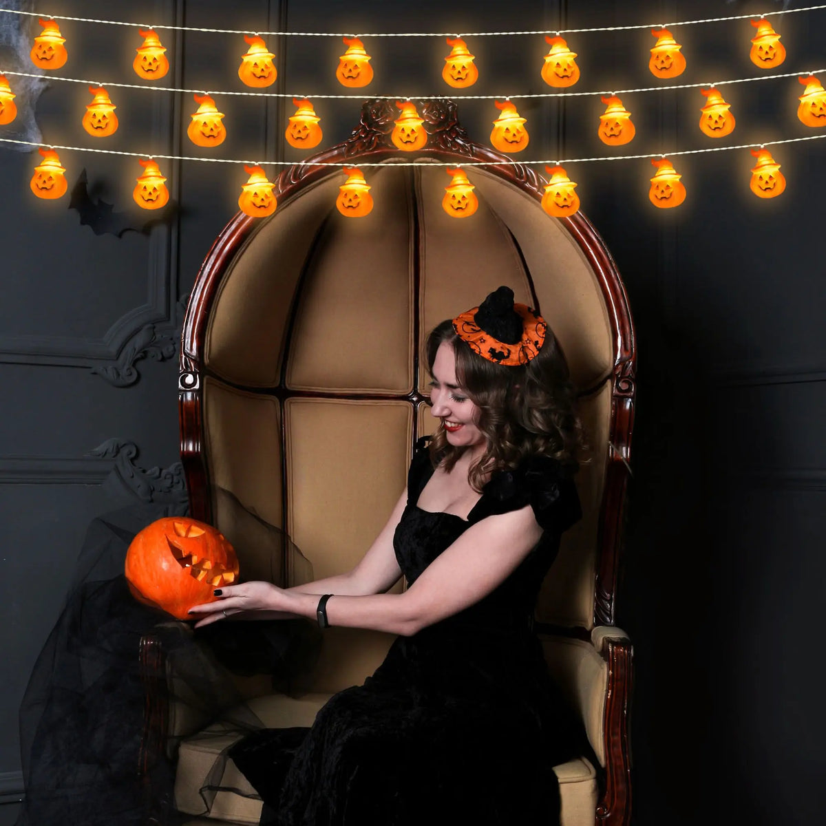 Halloween Pumpkin Fairy String Lights For Outdoor Decorations