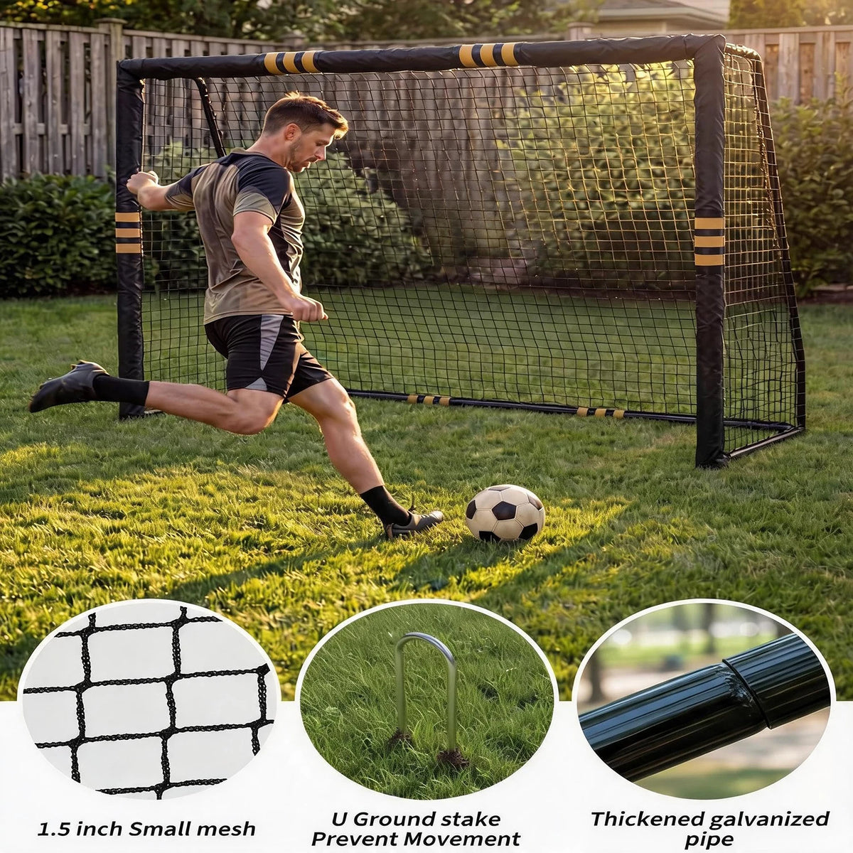 HiMiss Heavy Duty Portable Soccer Goal For Backyard Training