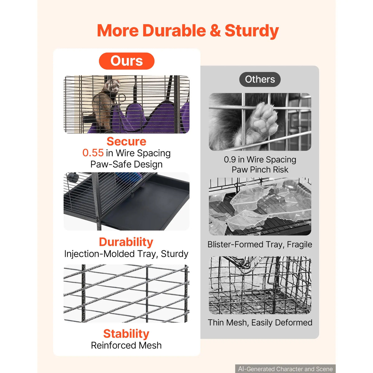 SucceBuy Rolling Small Animal Cage With Hammock And Ramp