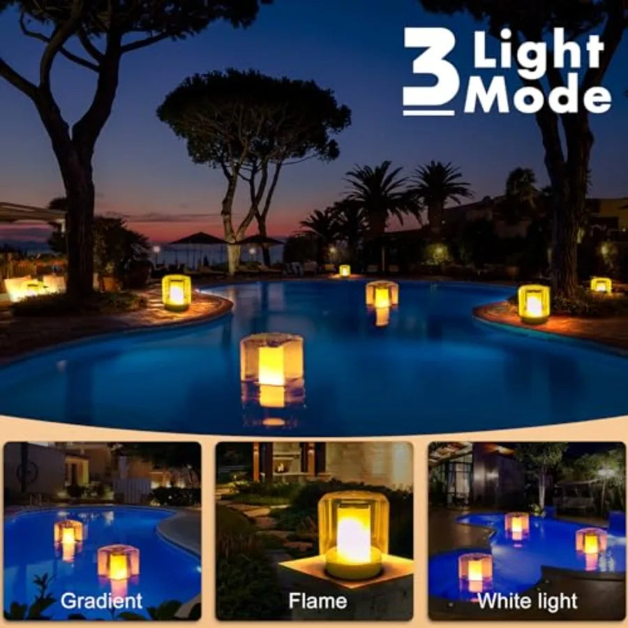 Solar Flame Floating Pool Lights Waterproof Square Glowing Disc